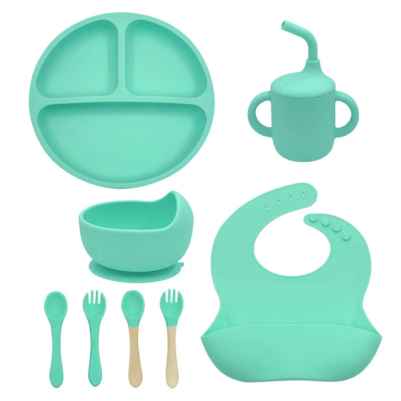 Hot Sell BPA-Free Protection Custom Baby Silicone Tableware Bowl Snack Cup Baby Silicone Bowl Led Weaning Supplies Feeding Set