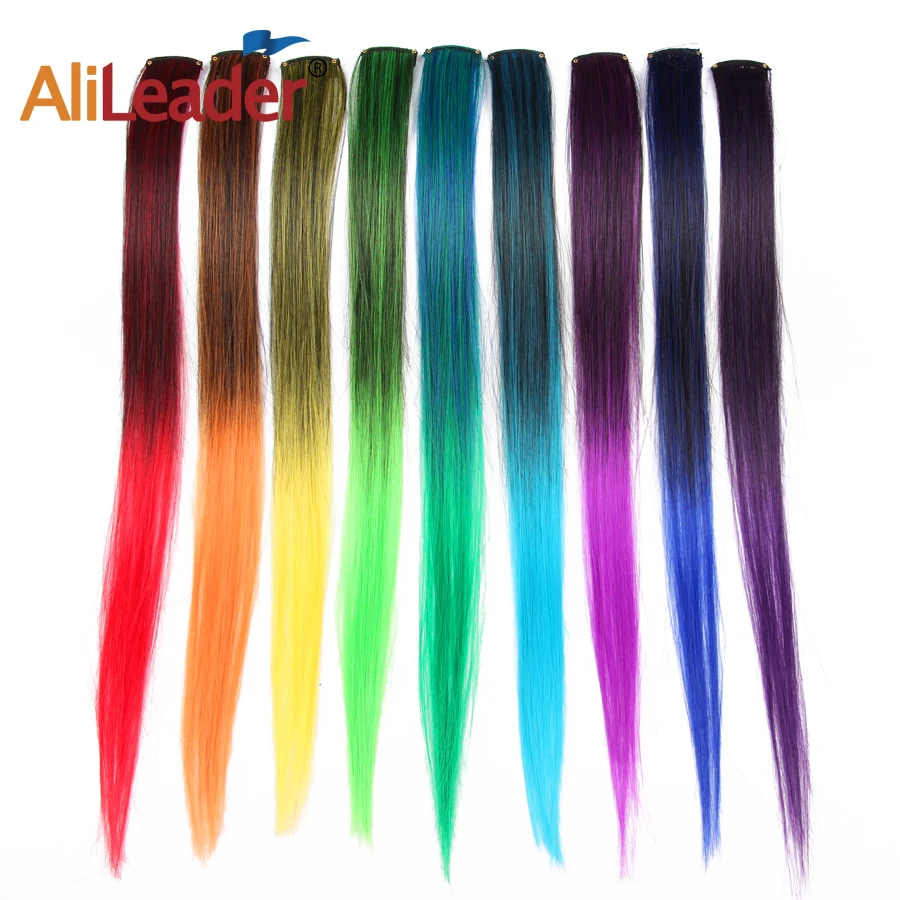Alileader High Quality Colorful 57 Colors Extension Hair Long Straight Synthetic One Clip In Hair Extensions