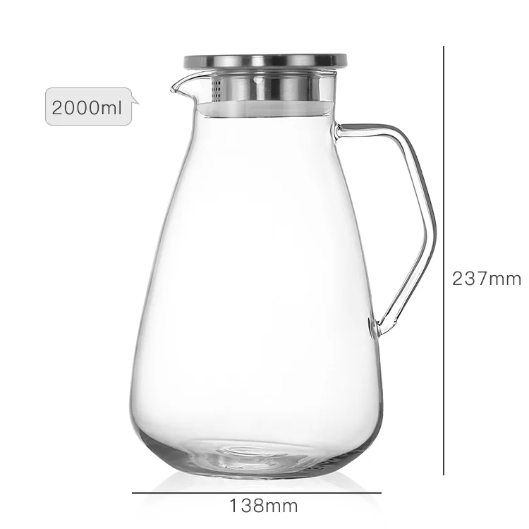 68 OZ  borosilicate glass iced tea glass borosilicate glass water pitcher drinking water jug set carafe