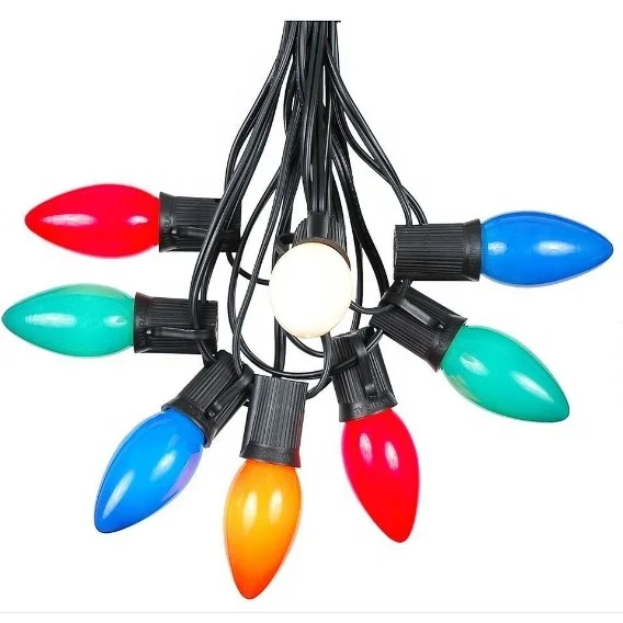 25FT 25 lights  C7  LED  Filament Ceramic Multi color  merry Christmas Outdoor Patio String Lights
