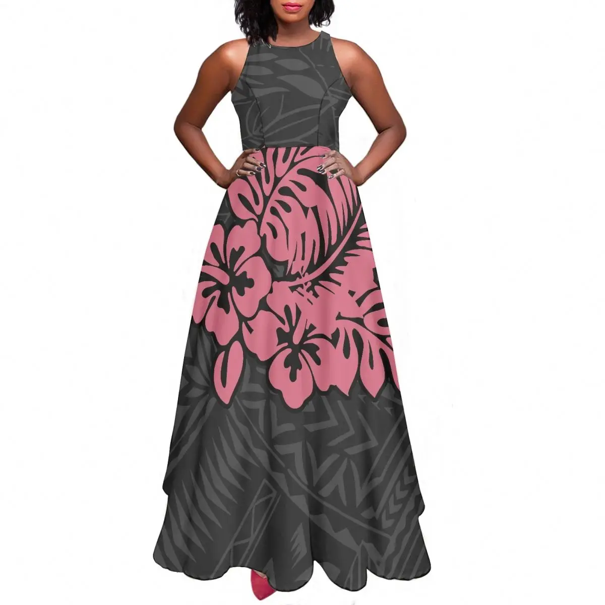 Evening Dress Polynesian Tribe Tattoo Totem Hibiscus Print Women Clothing Fashion China Manufacturer Full Swing Birth Day Dress