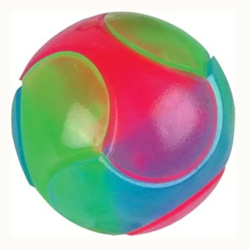 Small Tri-Color Luminous Elastic TPR Dog Toy Ball Interactive Training Playing Flash Pet Ball Interactive Throwing Dog Ball