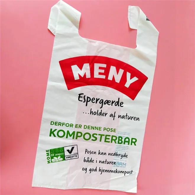 Water soluble PVA material Eco-friendly 100% compostable biodegradable plastic T-shirt bags