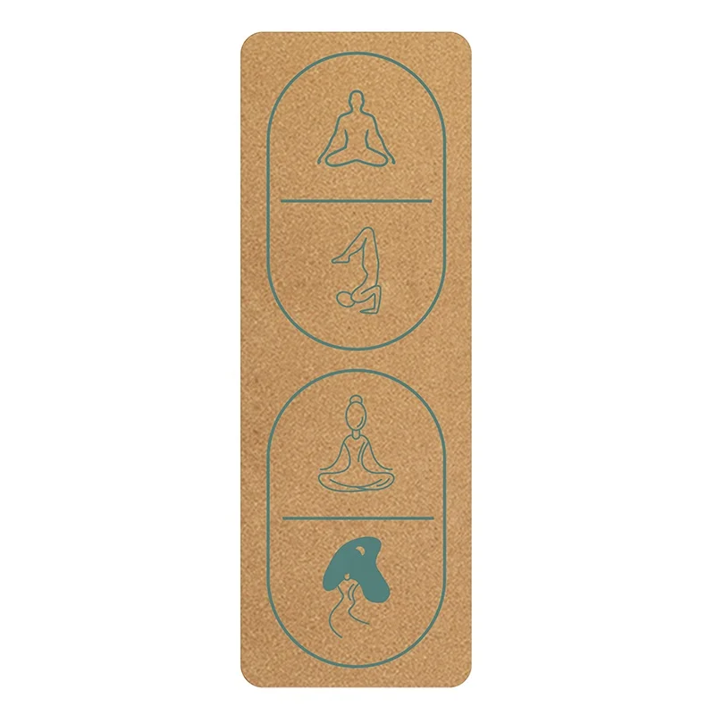 Organic Gym TPE Mat Eco Friendly Laser Logo Custom Color Print Natural Rubber Cork Yoga Mat