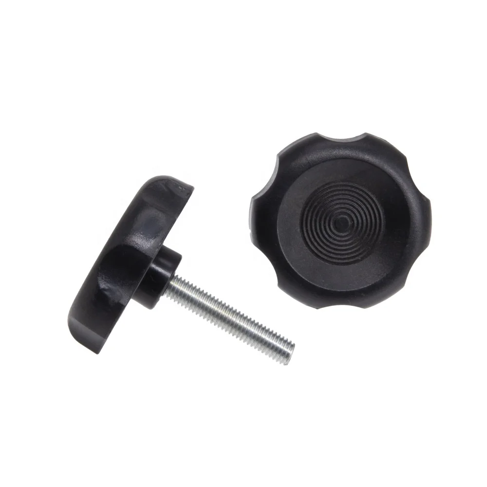 Nylon M8 Black Knurled Round Knob Screw Clamping Knob