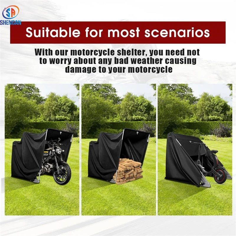 Outdoor 600d Polyester Oxford Folding Motorcycle Bike Box Garage Storage Cover Set Hard Shelter