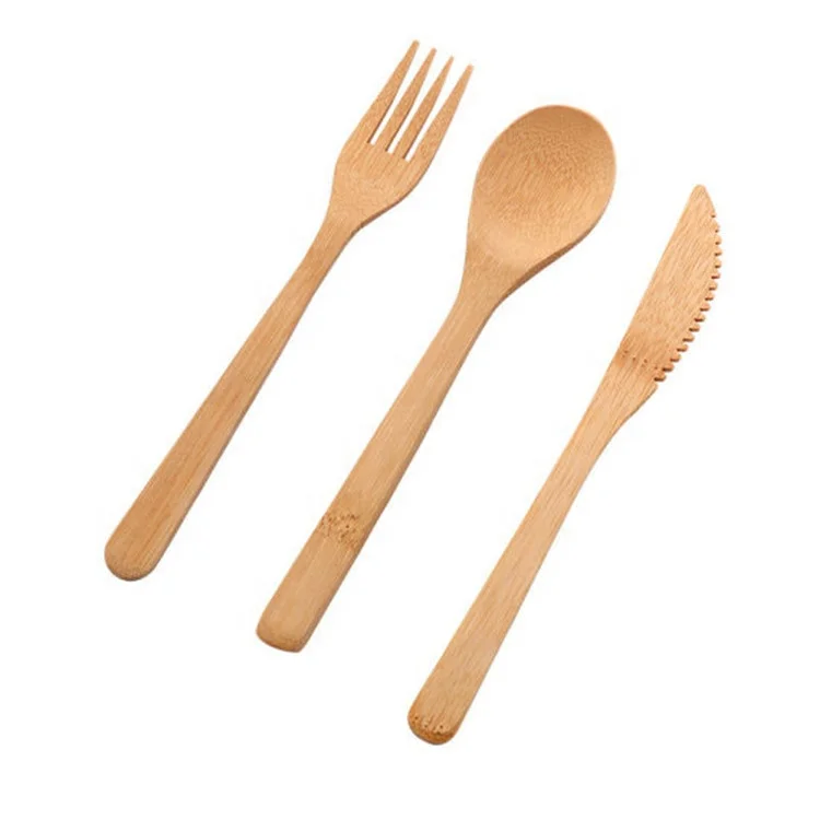 
Eco-Logiq Bamboo Cutlery Bamboo Fork Knife Spoon Wholesale Custom LOGO Disposable Bamboo Kitchen Spoon Knife Set Fork Cutlery 