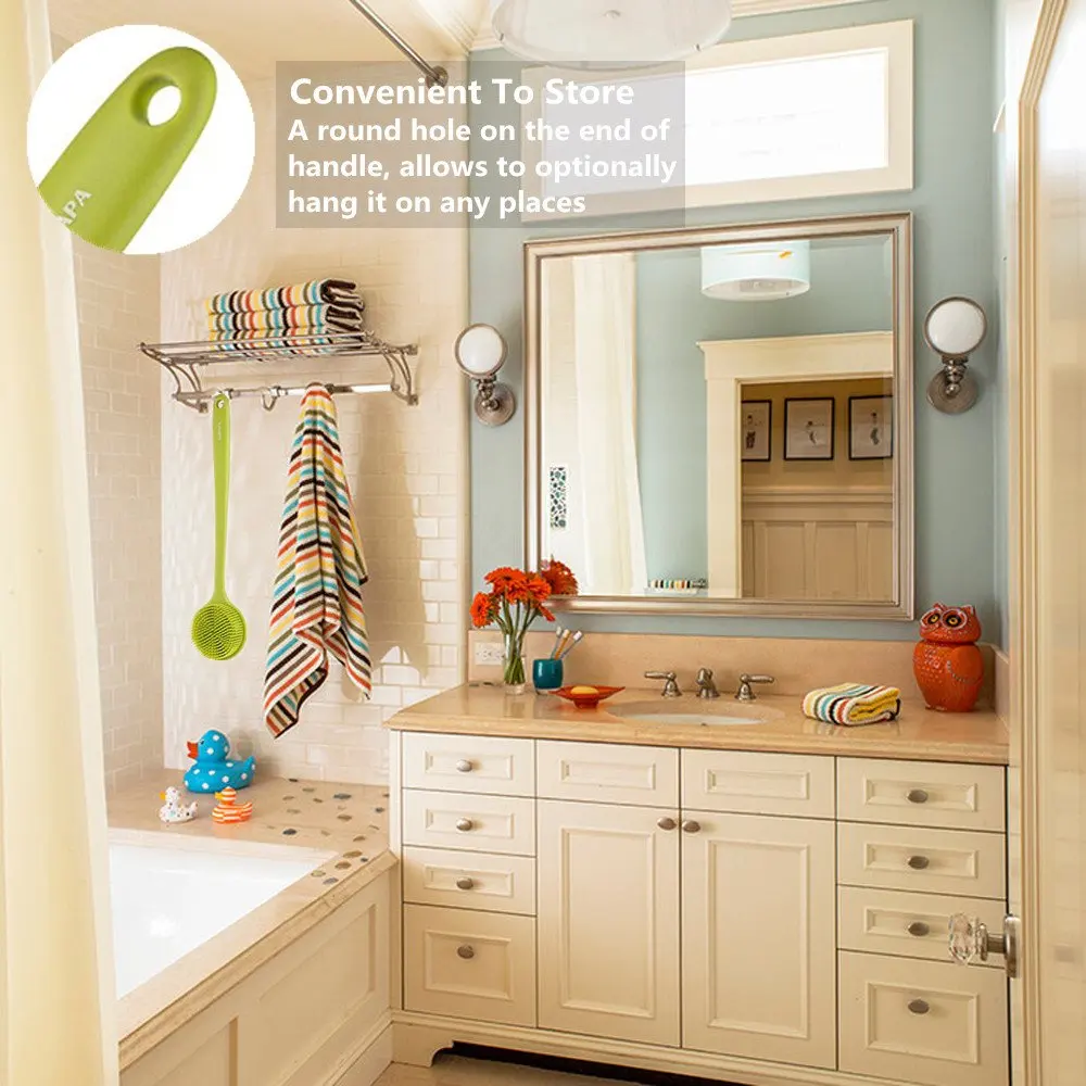 Soft Silicone Shower Brush Bath Body Brush with Long Handle and Ultra-soft Bristles Great for Sensitive skin Elderly