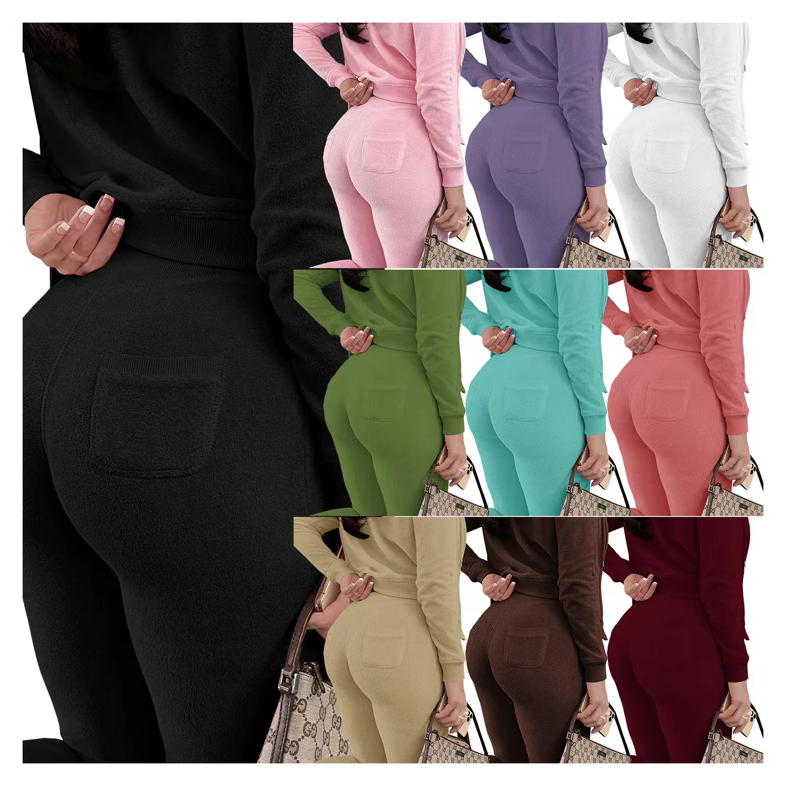 QY 2023 New Arrivals Streetwear Bodysuit Tracksuits Pink Hoodie Sweat Set Vest Short Sweatshirt Pants 3 Two Piece Set For Women
