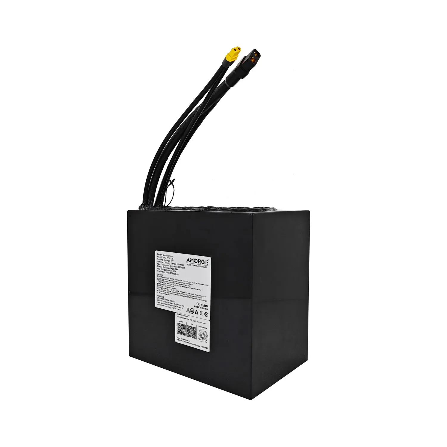 AMORGE 72V 36AH 225AMP Lithium Battery Pack with ANT Bluetooth BMS