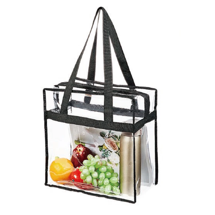 Fashionable Clear Pvc Bag Waterproof Shoulder Bag Stadium Approved Tote Bag With Zipper Closure And Adjustable Strap
