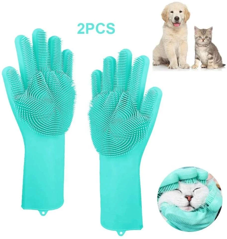 Functional pet washing silicone gloves with free samples