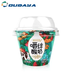 custom size food safety printing activia yogurt dessert container packaging plastic hard cup with PET lid