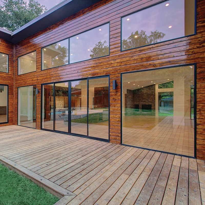 AS2047 Standard Heavy Bullet Proof Tempered Glass Slide Door 8 Ft Interior Aluminum Slim Narrow Frame Sliding Glass Doors