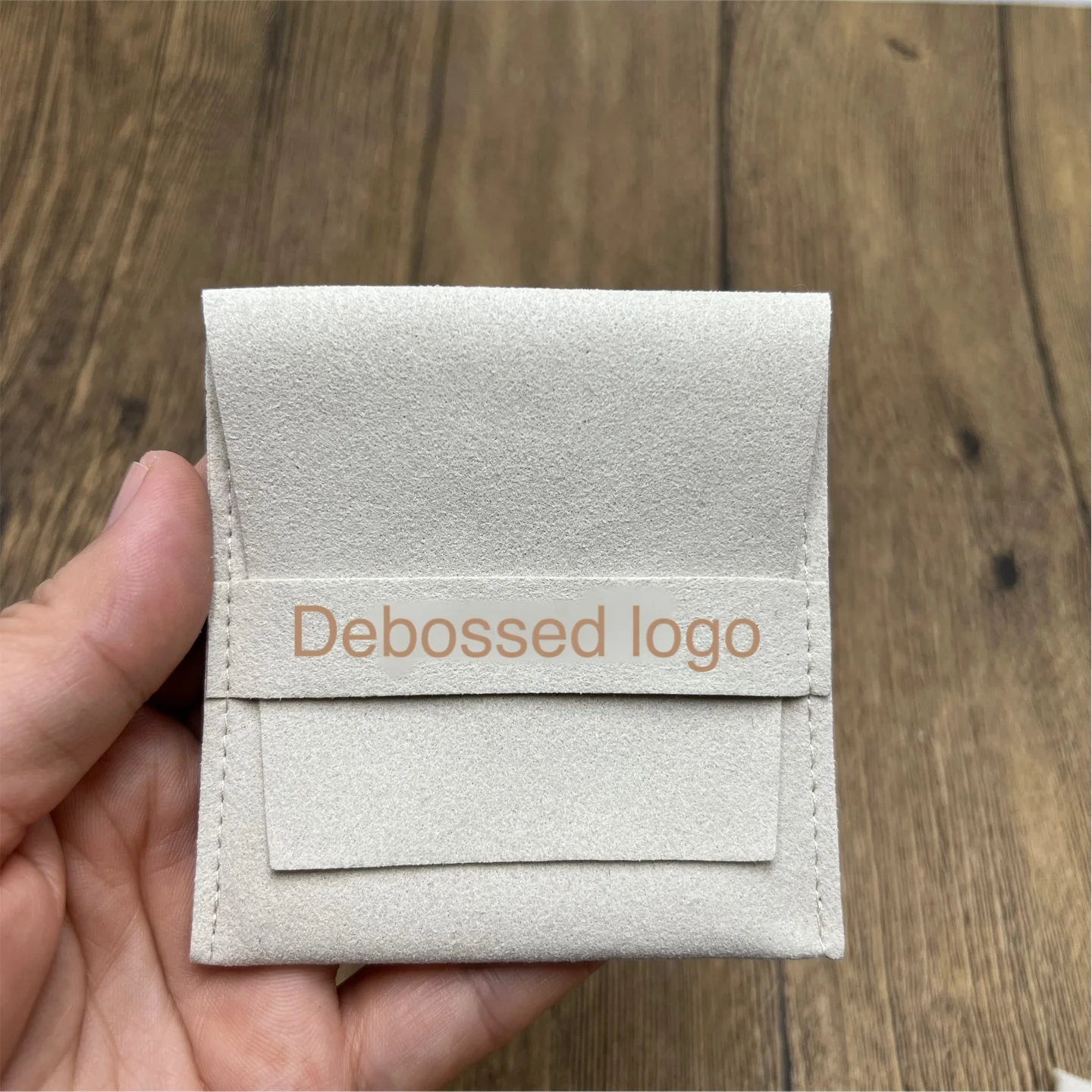 Custom Debossed Logo Microfiber  Envelope Jewelry Pouch Bag with Jewelry Card Set