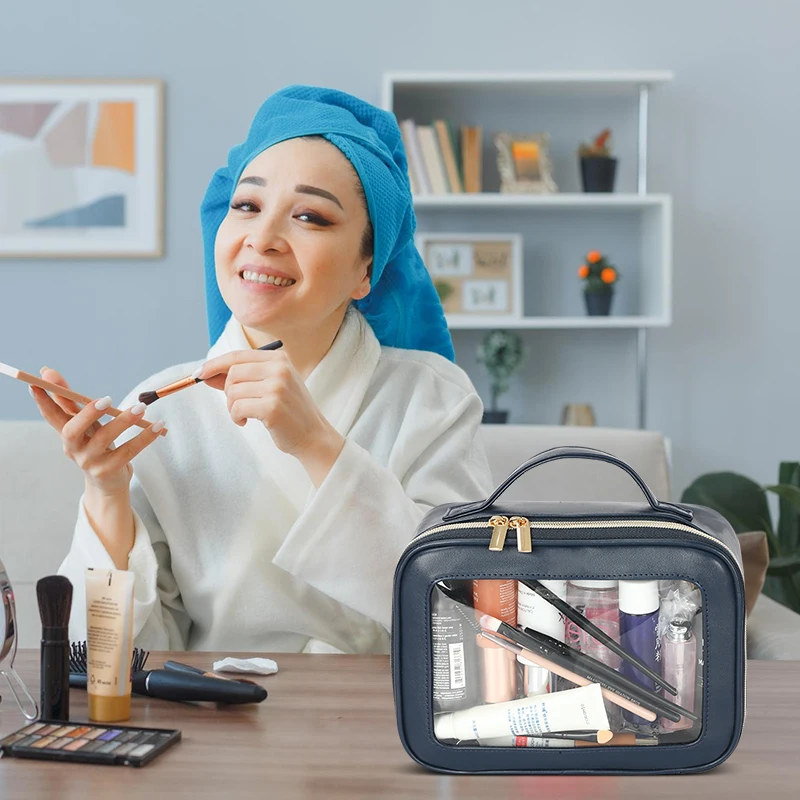 BSCI custom portable men women travel PU make up bag makeup bags cosmetic pouch