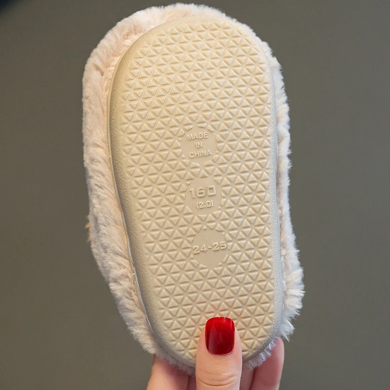 Winter Kid Rabbit Slippers Cute Animal Footwear Indoor Warm Plush Fluffy Fur Home Slipper For Girl Boy Children