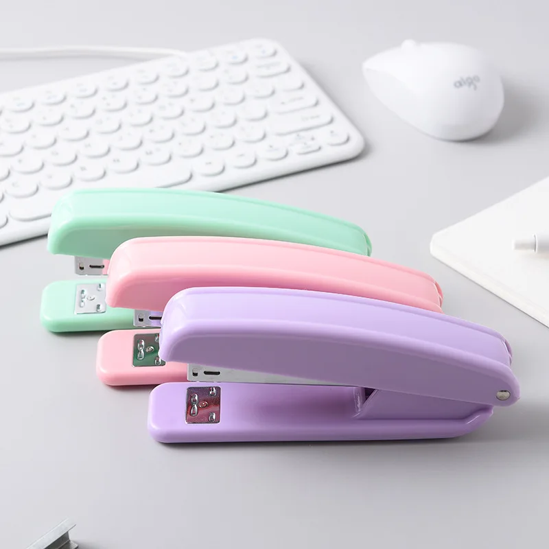 Macarone color fashion plastic and metal stapler for office convenient to use