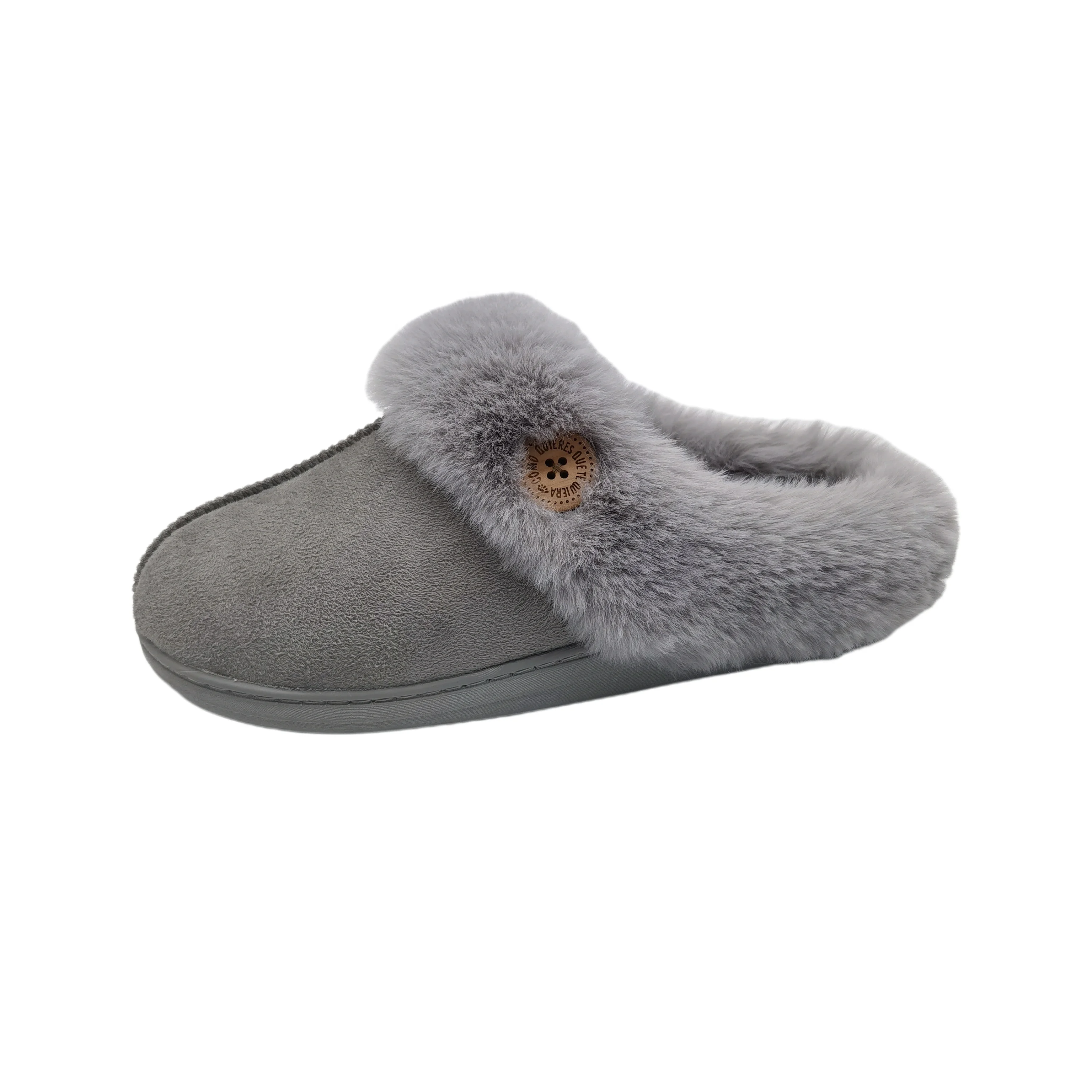 OEM customized Logo indoor house Unisex slippers TPR rubber outsole winter home flat slipper faux fur plush slippers for women