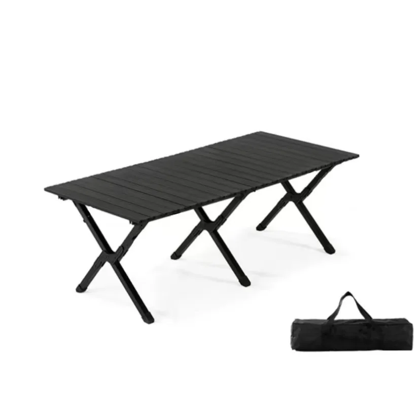 Outdoor Black Portable Folding Camping Table Aluminum