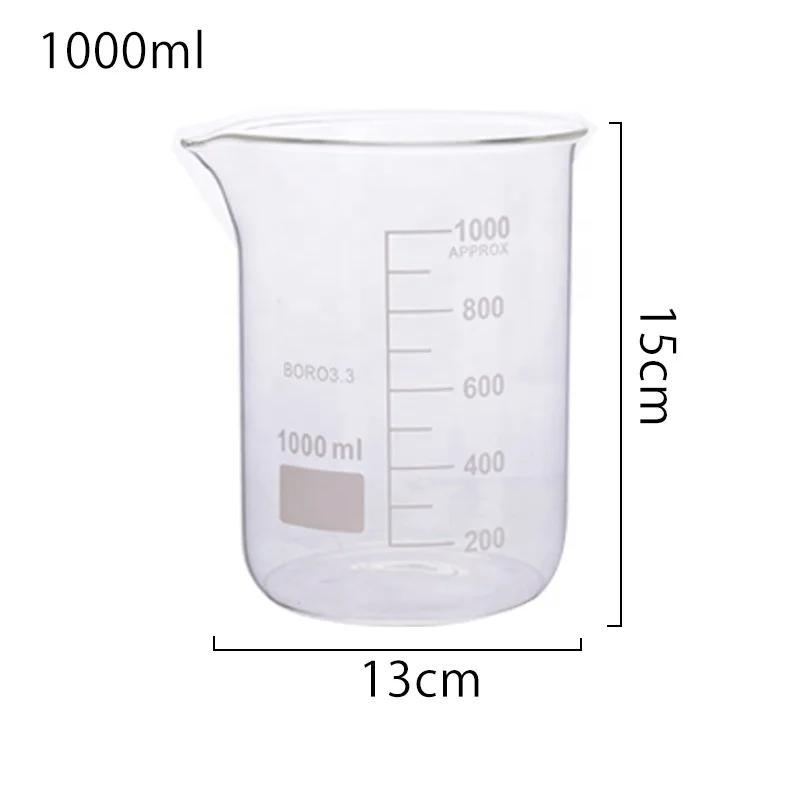 4 Piece Economy Borosilicate Glass Measuring Beaker Set Graduated Low Form Griffin Beaker