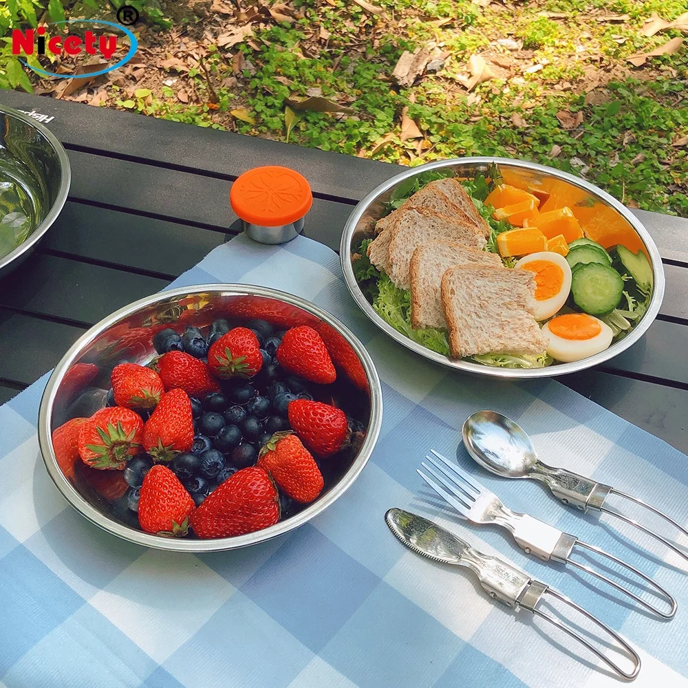 Cheap stainless steel pet bowl circular disc SUS 201 plate&dishes dinner plate for lunch