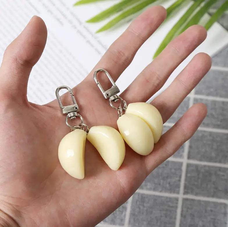 Garlic PVC Pendant Keychain Student Couple Personality Bag Pendant Car Food Cute Keychains Jewelry