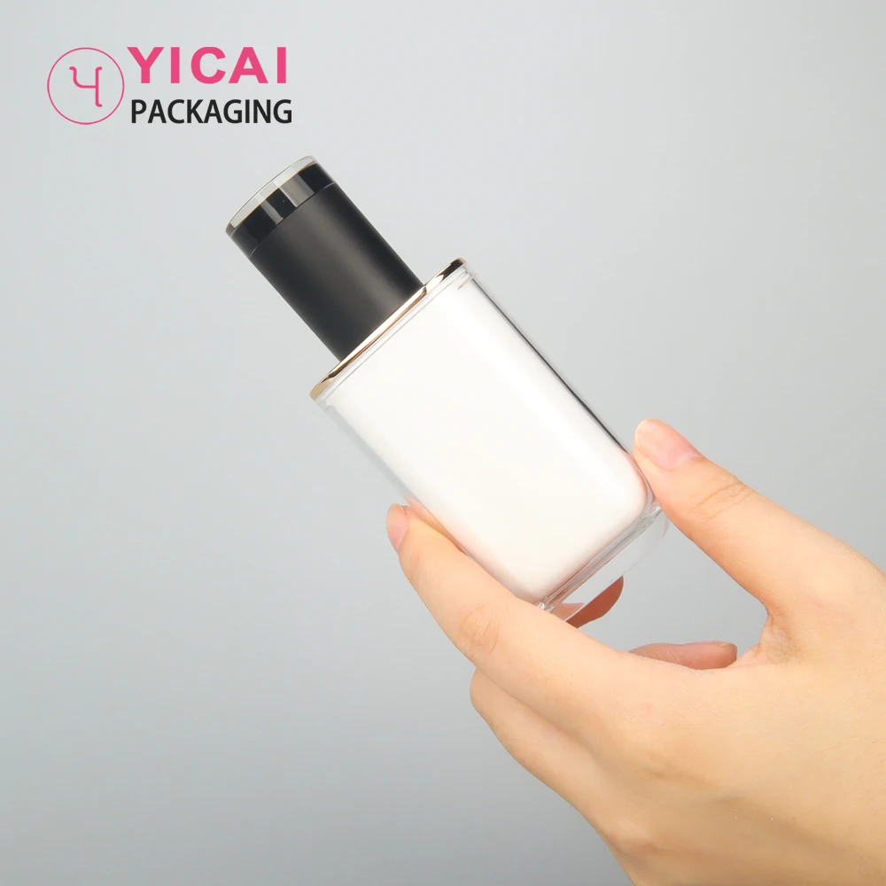Custom Logo Korea Luxury 30ml Plastic Foundation Bb Cream Skin Care Cosmetic Acrylic Square Pump Bottles