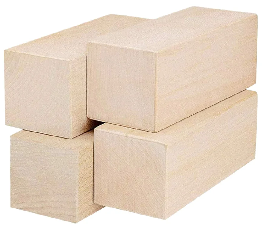 Wood Crafts  4-piece unfinished basswood carving block suit kiln drying whitening cork carving block hobby suit