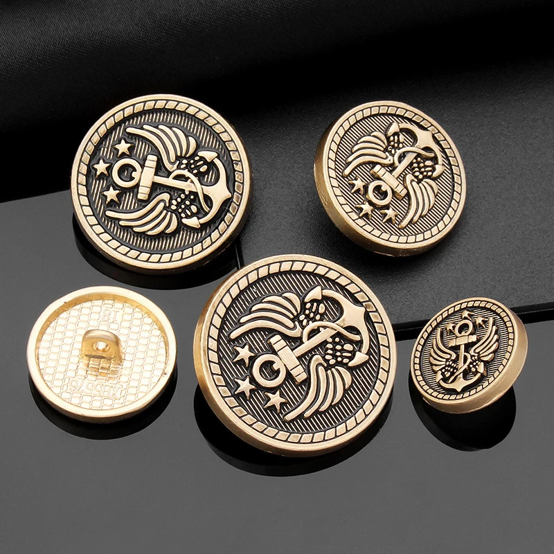 Custom Sewing Dome Retro Uniform Suit Buttons Shank Metal Button For Clothing