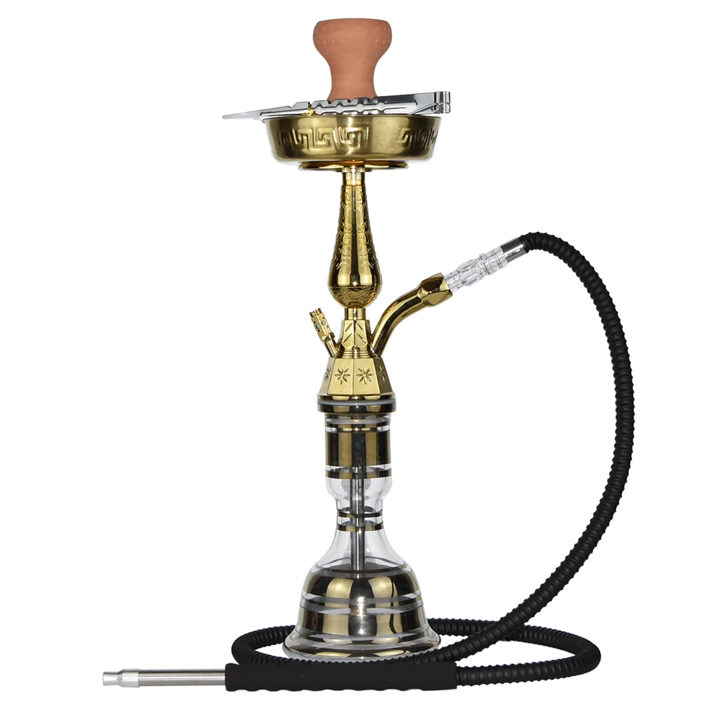 Hot sale factory in stock smoking glass luxury colorful Egypt hookah shisha zinc alloy hookah chicha