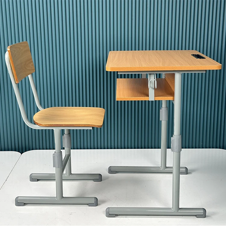 Home office use adult study steel mdf table adjustable height classroom wooden school chair and desk for training school
