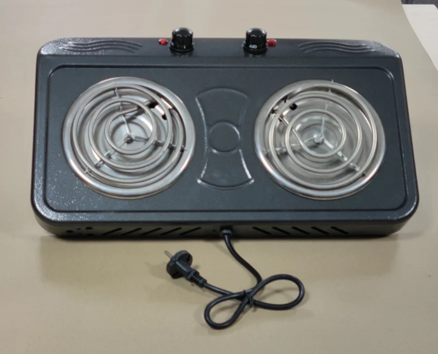 Stainless Steel Panel Double Coil Hot Plate 2000W Electric Stove