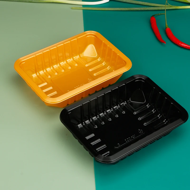 Factory Price Disposable Frozen Food Tray Packaged Black Red Supermarket Meat Blister Packing Plastic Food Tray