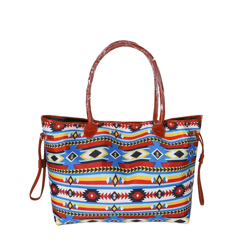 
Wholesale Aztec Canvas Tote Bag Cactus Large Weekend Purse Southwest Tribal Women Handbag Serape PU Casual Bags For Lady 