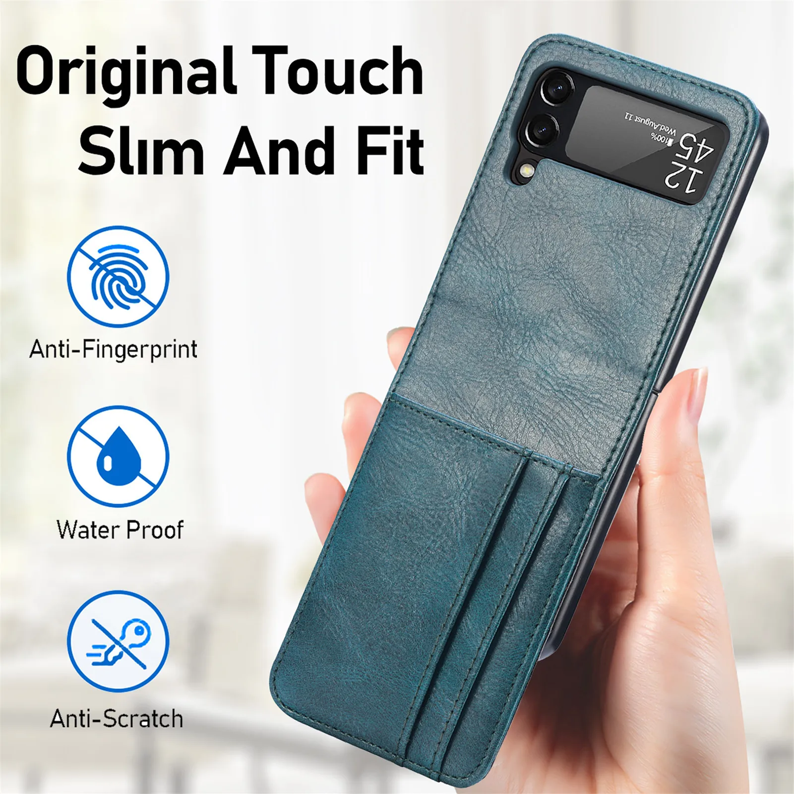 Business Phone Case Build In Card Holder Leather Flip Cover Wallet Function Phone Case for Samsung Galaxy Z Flip 3 4
