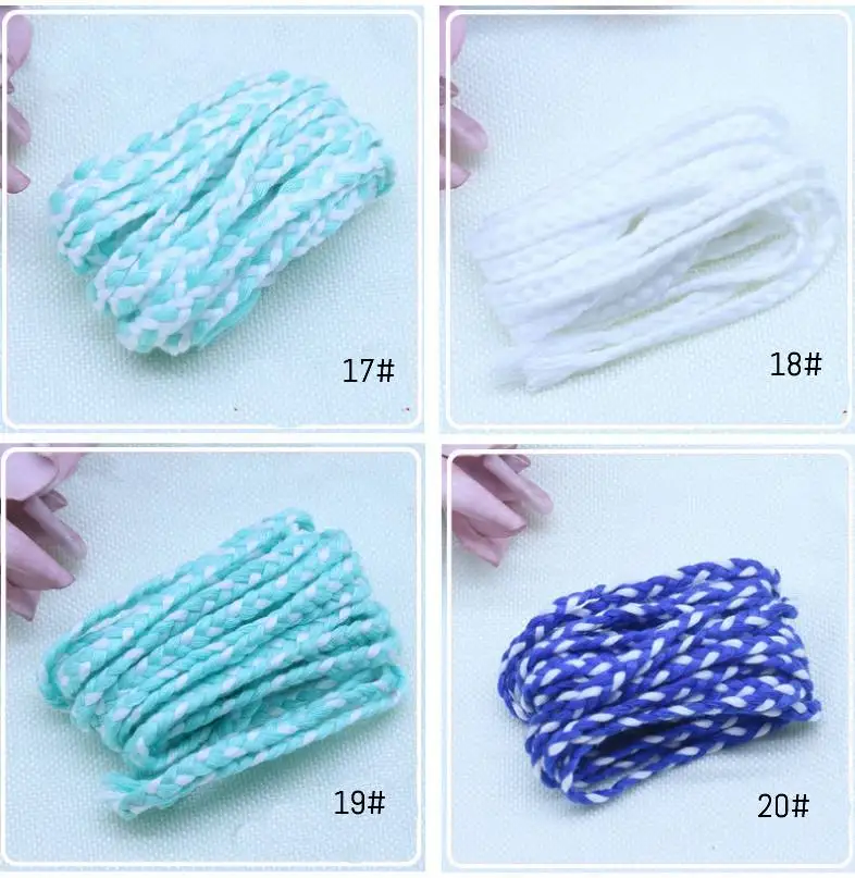 Mixcolor 5mm three-strand braid rope Curtain tying rope clothing accessories colorful braided flat rope