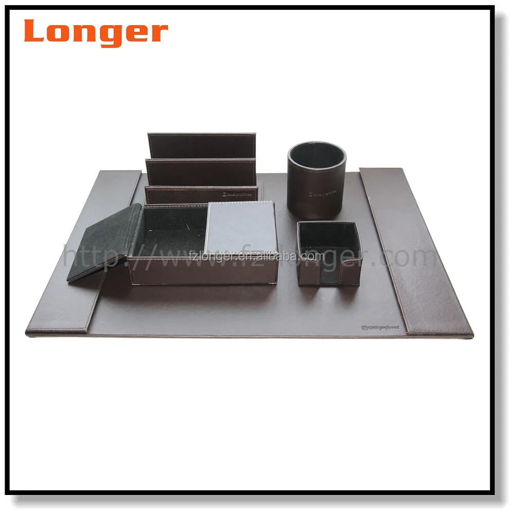 LG890 Modern style high quality customized luxury faux leather office stationary desk gift set