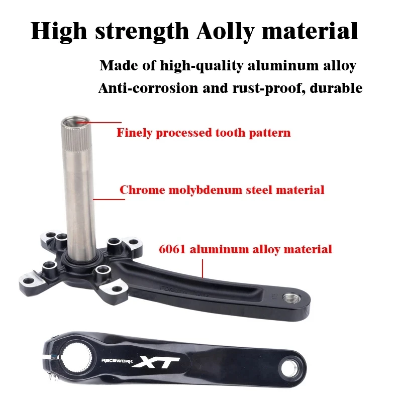 RACEWORK XT 9/10/11 Speed Crankset MTB Crank Crankset Chainring Bike Connecting Rods Hollow Integrated Fire Arms for Bicycle