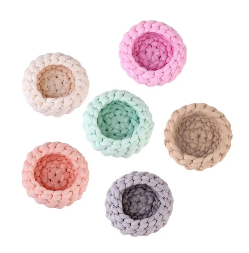 Luxury Round Breathable Hand Knitting Yarn Cat Bed Round Hand Weaving Pet  Dog Bed
