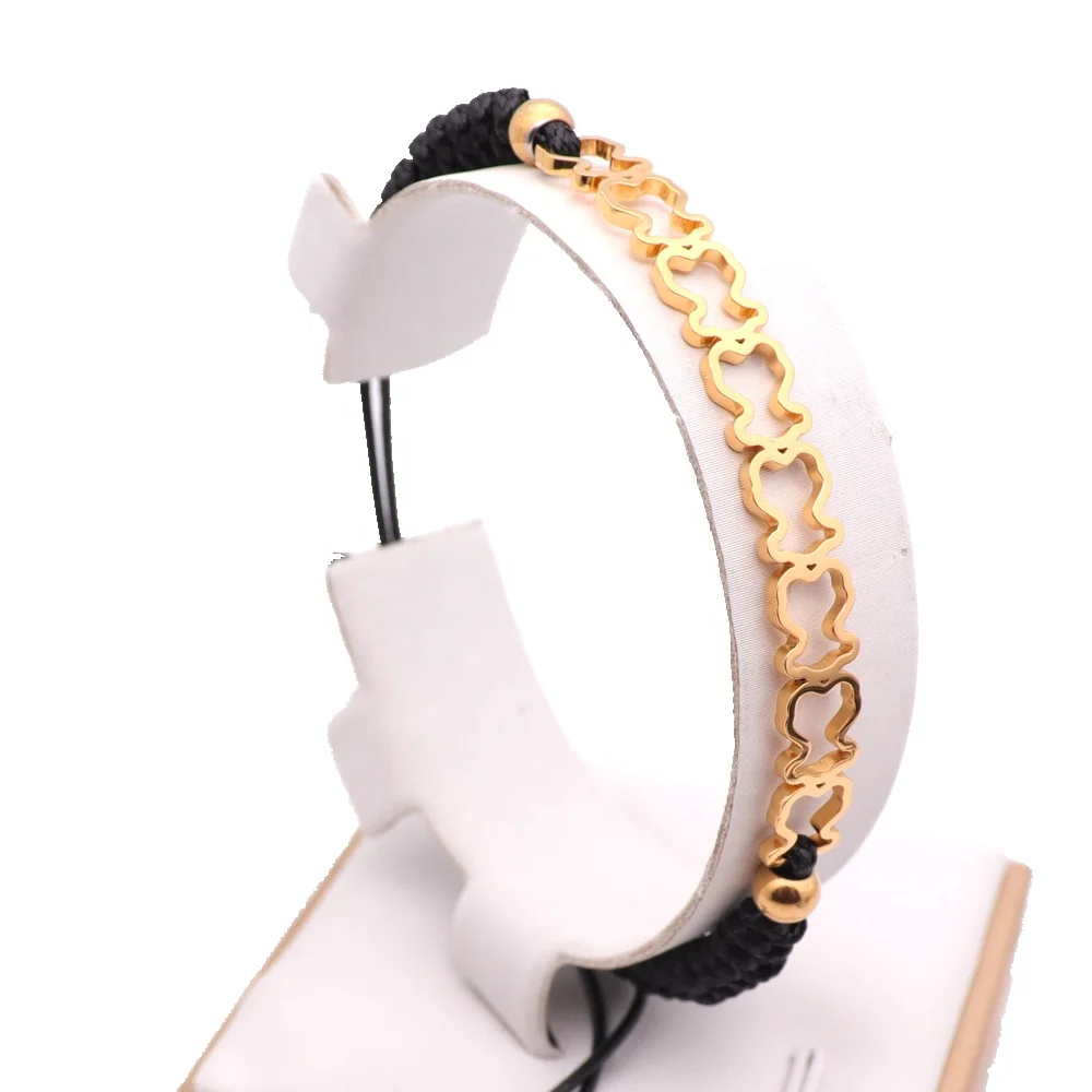 Muslim Stainless Steel China Wholesale Supplier 18K Gold Plated Women Adjustable Rope Charm Tassel Bracelet