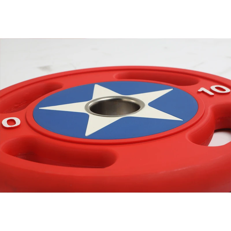 Cast iron PU Captain America Barbell weight plates RED BLUE Home Business Fitness  bench press squats 10kg single plates