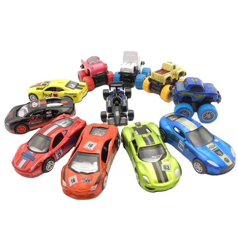 Bemay Toy Hot Selling 11pcs Slide Super Speed Car, Vintage Miniatures Small Metal Free Wheel Car Model Toys for Kids