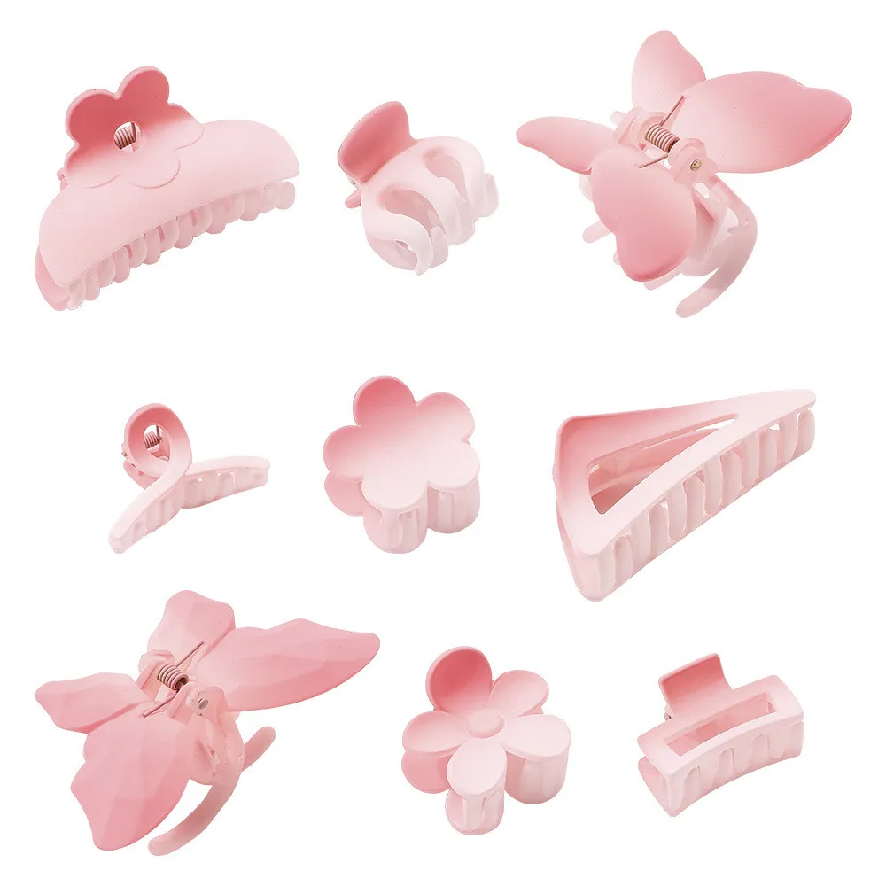 Fashion Mini Plastic Acrylic Hair Claw Clips Pink Color Hair Claw Clamp For Women Fine Girls Hair Accessories