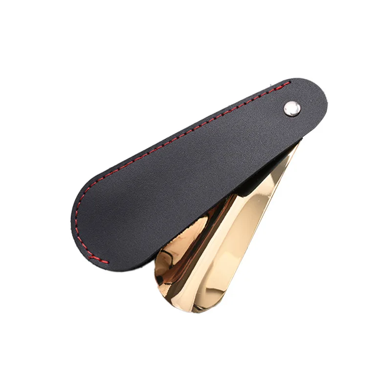 Flexible Cowhide Stainless Steel Shoehorn Easy To Wear Metal Real Leather Shoe Horn