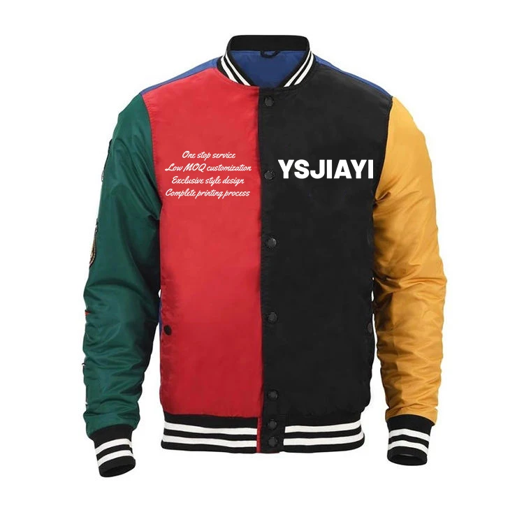 YYSY American Style Wholesale Schoolboy Jackets Wool Custom Logos Leather Sleeves Slim Baseball Versities Jacket Men
