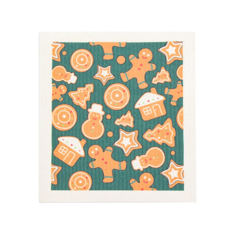 Custom Dish Towels Printed Cellulose Cotton Swedish Sponge Dish Clothes Towel Cellulose Dish Cloth Customized