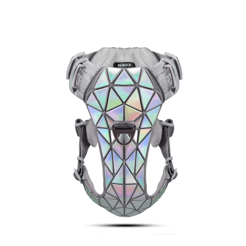 Gold Vison Dog Harness Luxury Shinning Nylon Jacquard ribbon Dog Leads Collar Sets Fashion Pet Walking Products