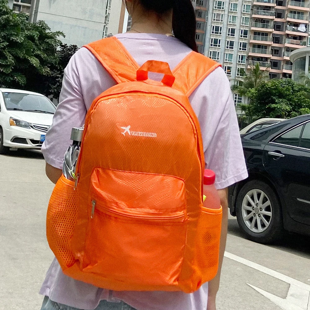 2023 school backpack bag camping hiking outdoor light weight Polyester foldable promotion custom backpack with logo