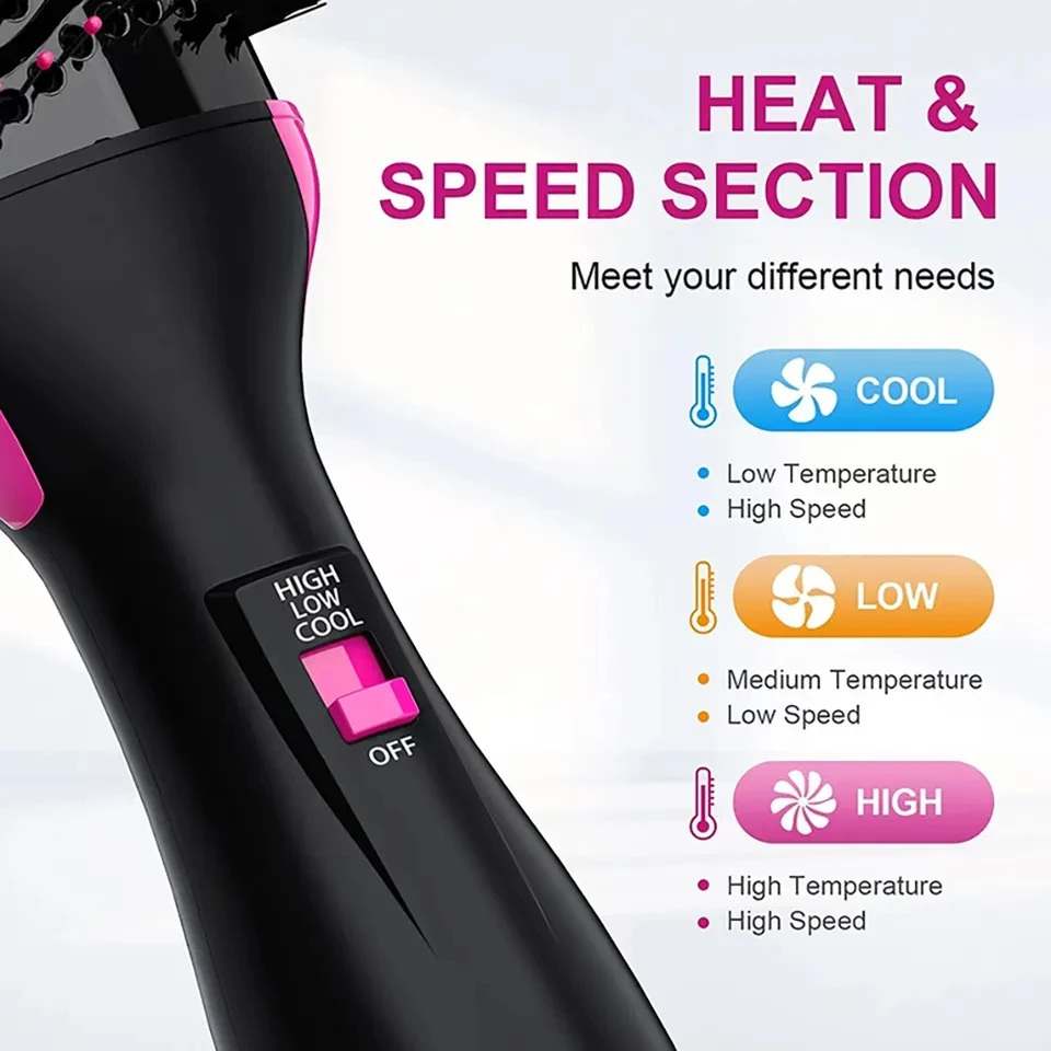Professional 1200w 3 In 1 One Step Blow Hair Dryer Brush Straightener And Styler Rotary Volumizer Electric Hot Air Brush